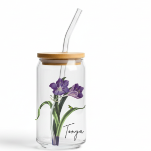 personalized I am unstoppable glass affirmation glass with bamboo lid